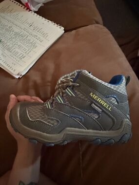 Merrell Kids Gray and Blue Waterproof Trail Hiking Boot